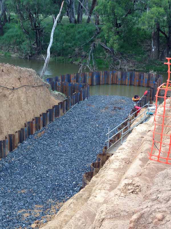 sheet piling installed