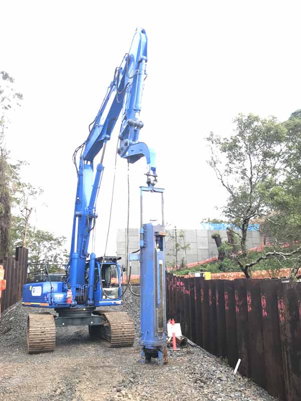 blue excavator