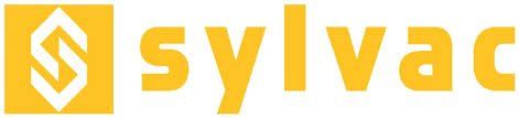 A yellow and white logo for sylvac on a white background