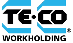 The teco workholding logo is blue and black on a white background.