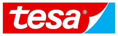 A red and blue tesa logo on a white background.