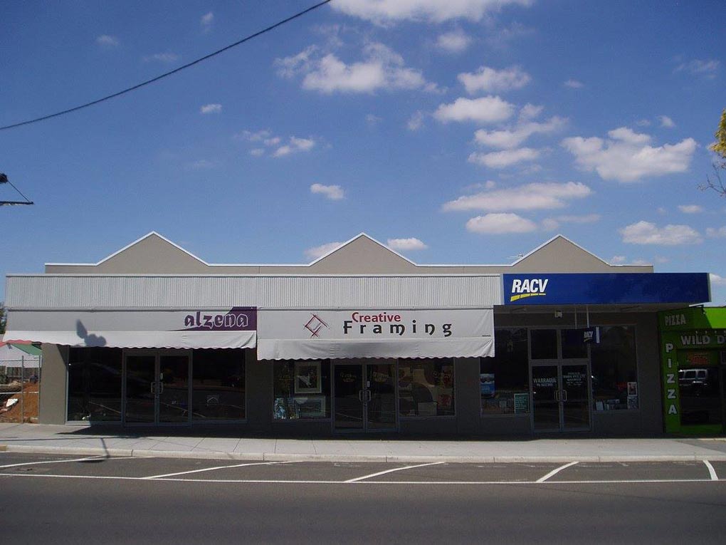 a building with a large sign on the front