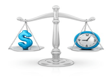 A scale balancing time and money