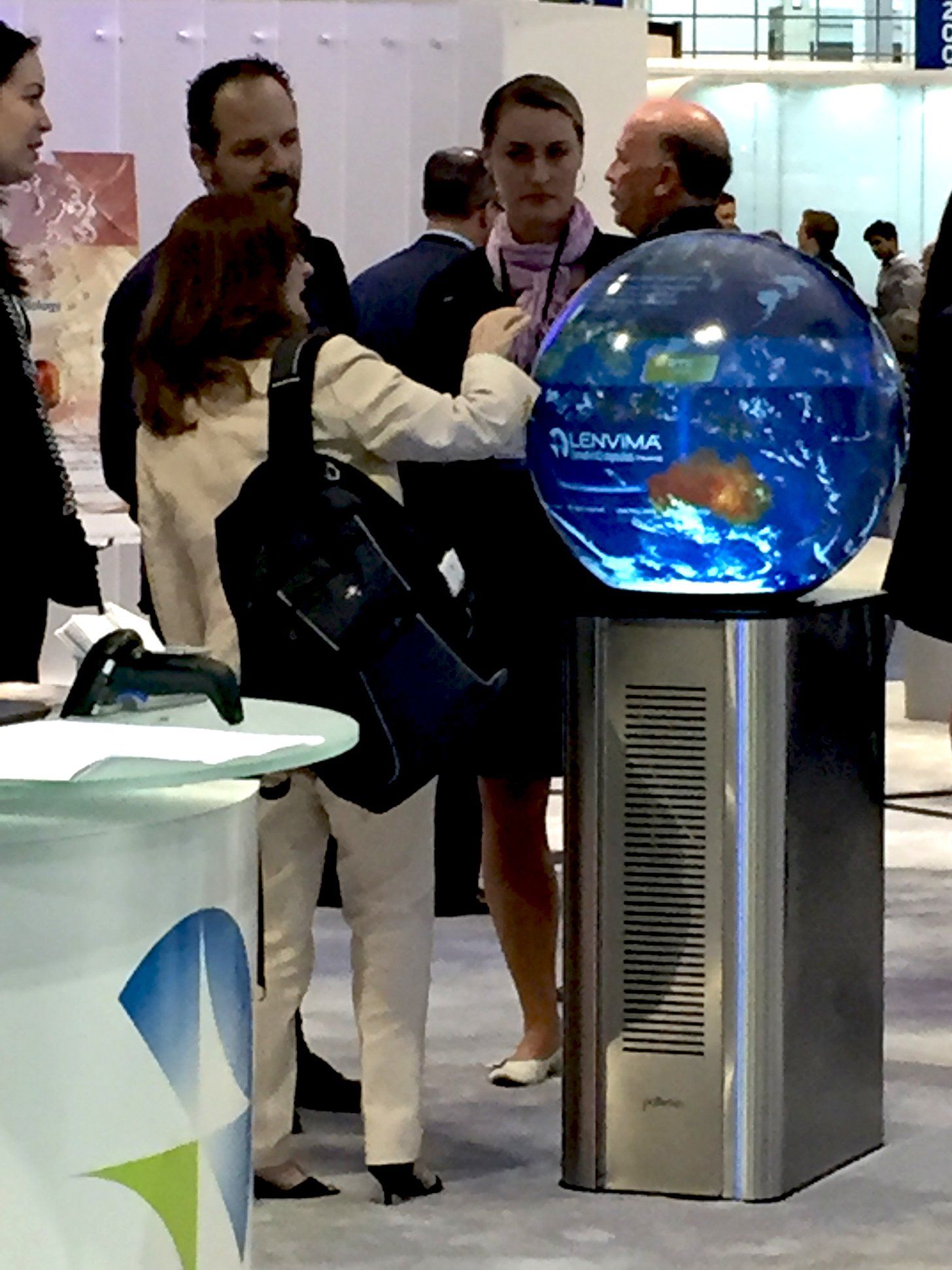 Pufferfish Interactive Display at Pharmaceutical Event.