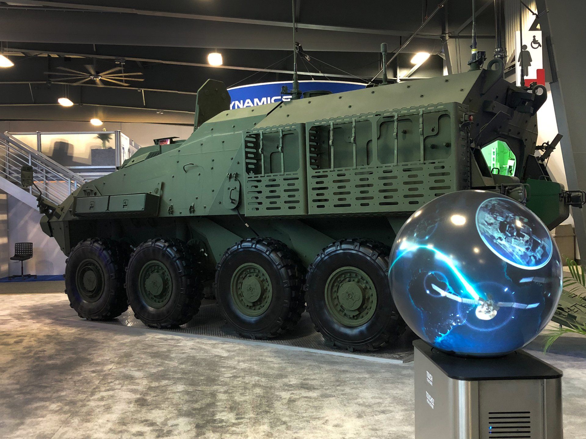 Pufferfish Interactive Display in General Dynamics Booth with LAV CP.