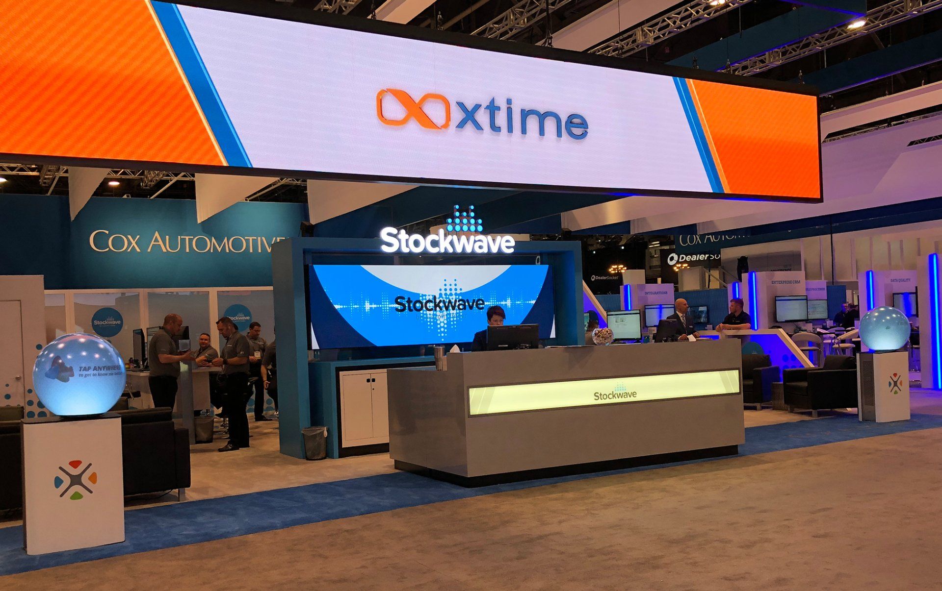 Two Pufferfish Interactive Displays in Cox Auto Booth