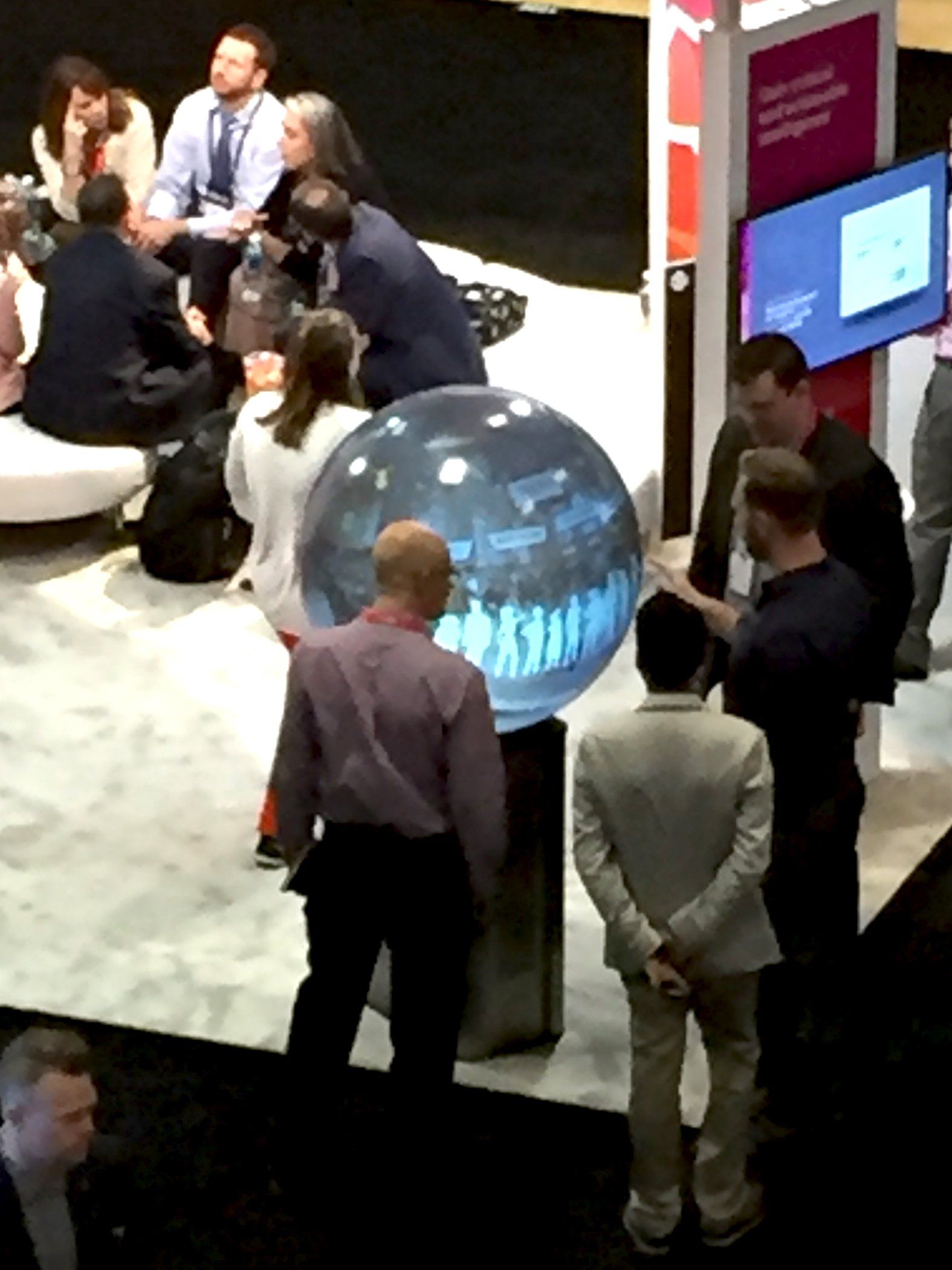 Pufferfish 900mm Interactive Display in Aerial Tradeshow Booth.