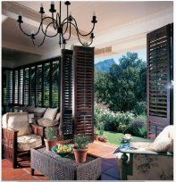 dark living room shutters