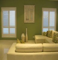 white bathroom shutters