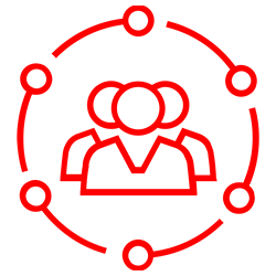 A group of people are connected to each other in a circle.