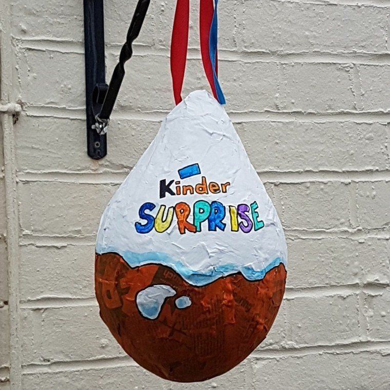 Kinder Surprise egg piñata with