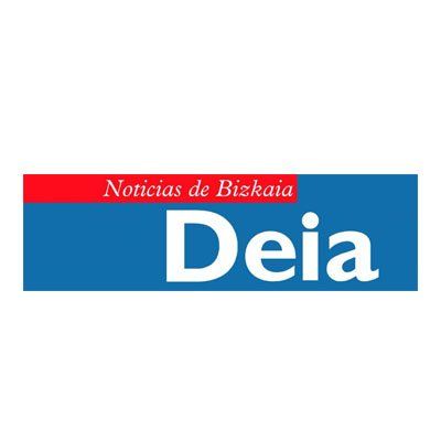 Logotipo del periódico Deia. Rectángulo azul con el texto