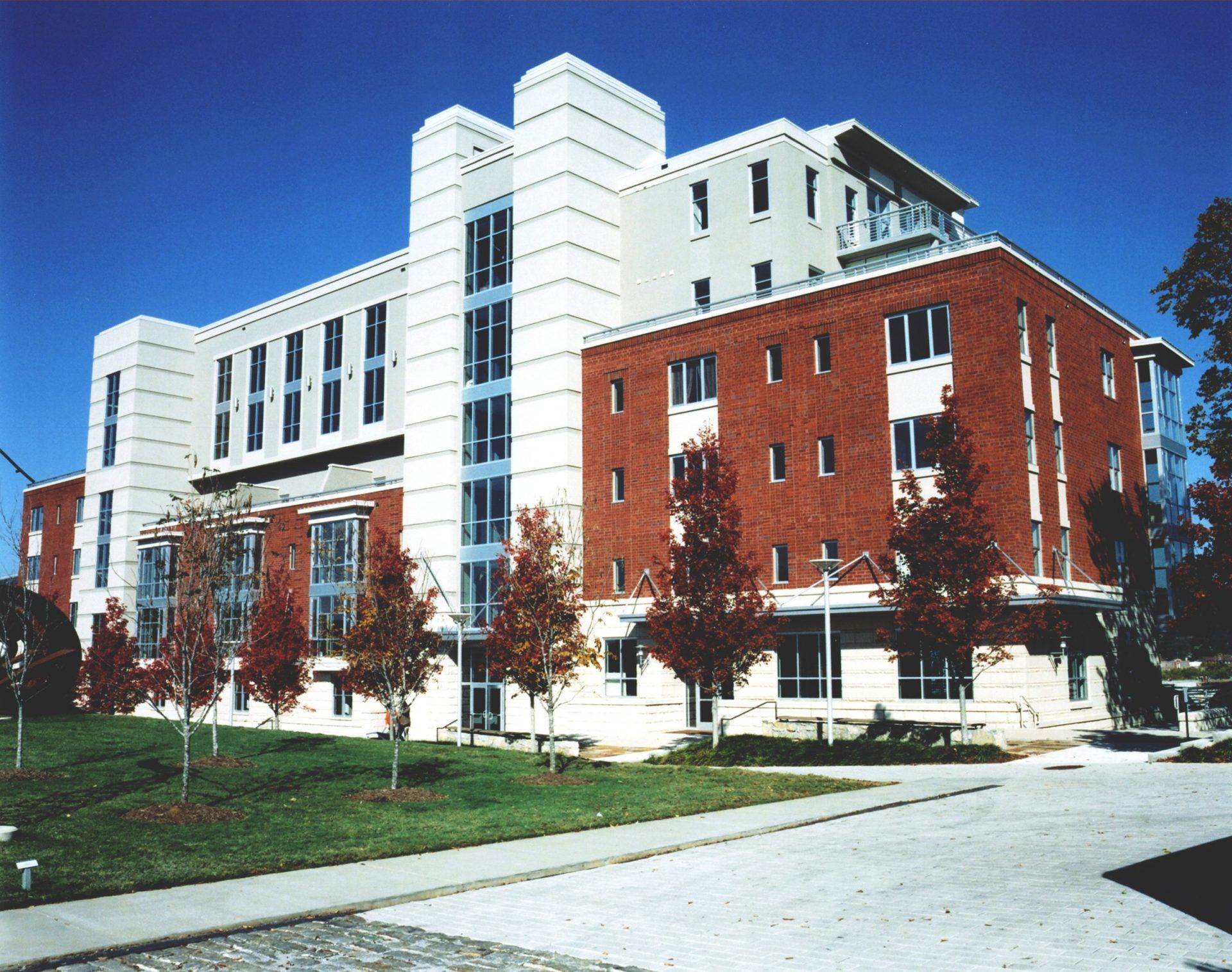 A large brick building with a lot of windows