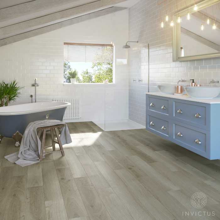 bathroom with wooden flooring
