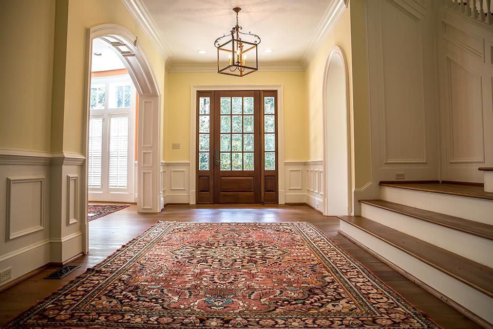 carpet in front of stairs