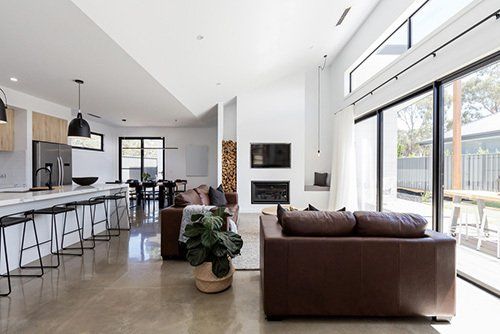 new construction home with concrete drivew