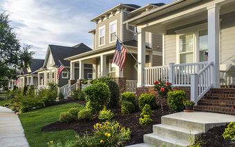 A row of single family homes in Birmingham Alabama