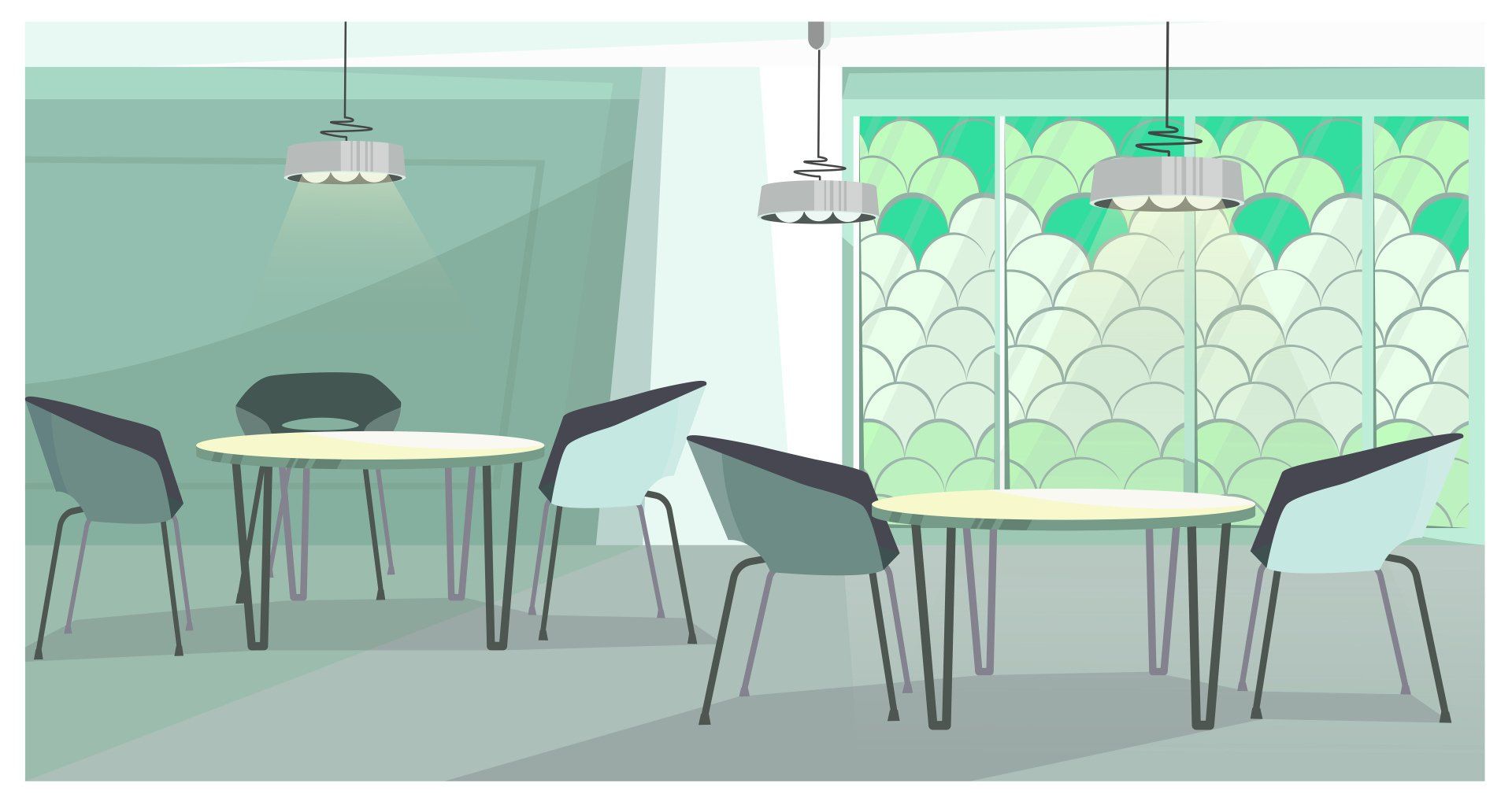Empty cafe setting company breakroom