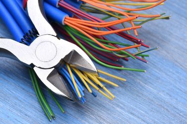 wire cutters and different colored wires