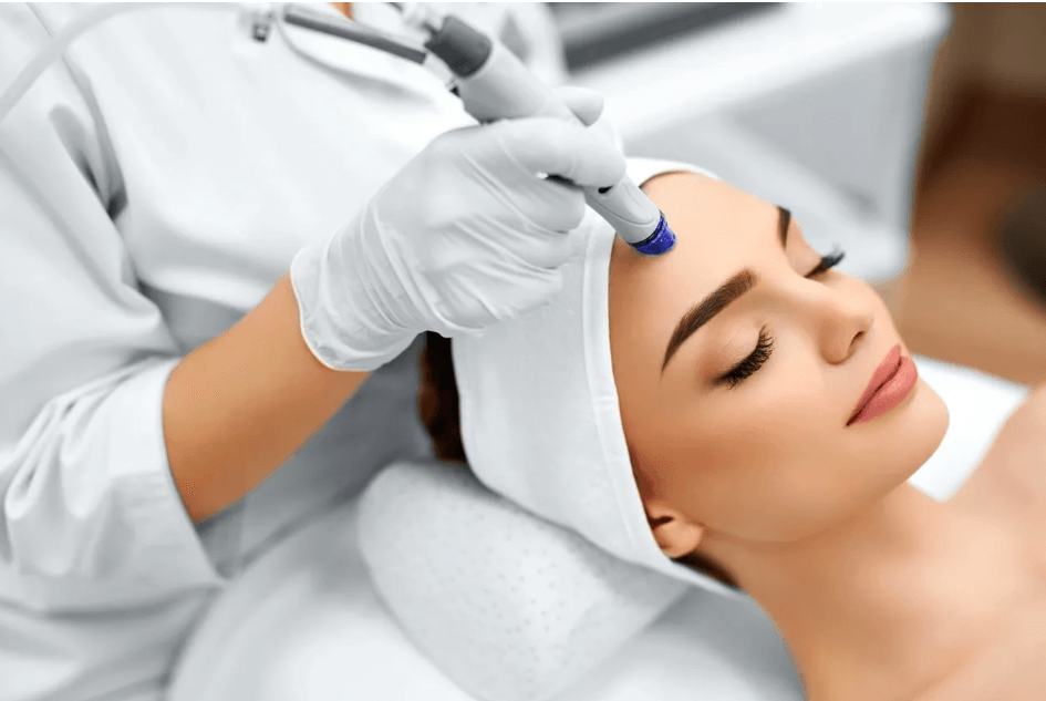 Patient receiving dermatology care