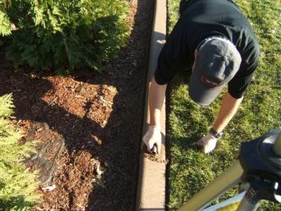 Man finishing CurbScape process