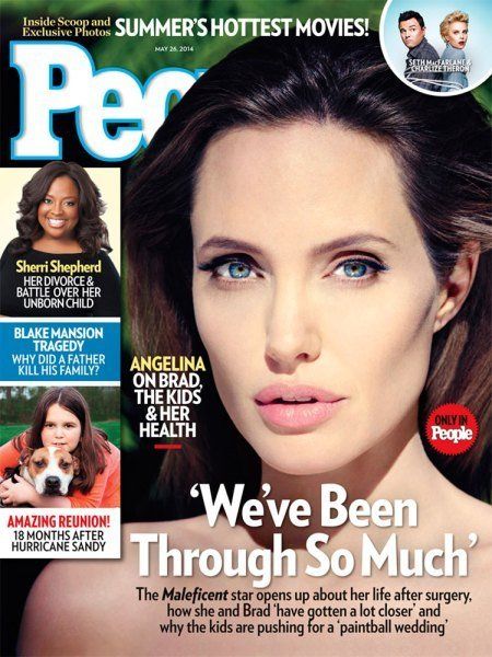 Angelina Jolie na capa da revista People: Close-up com a manchete