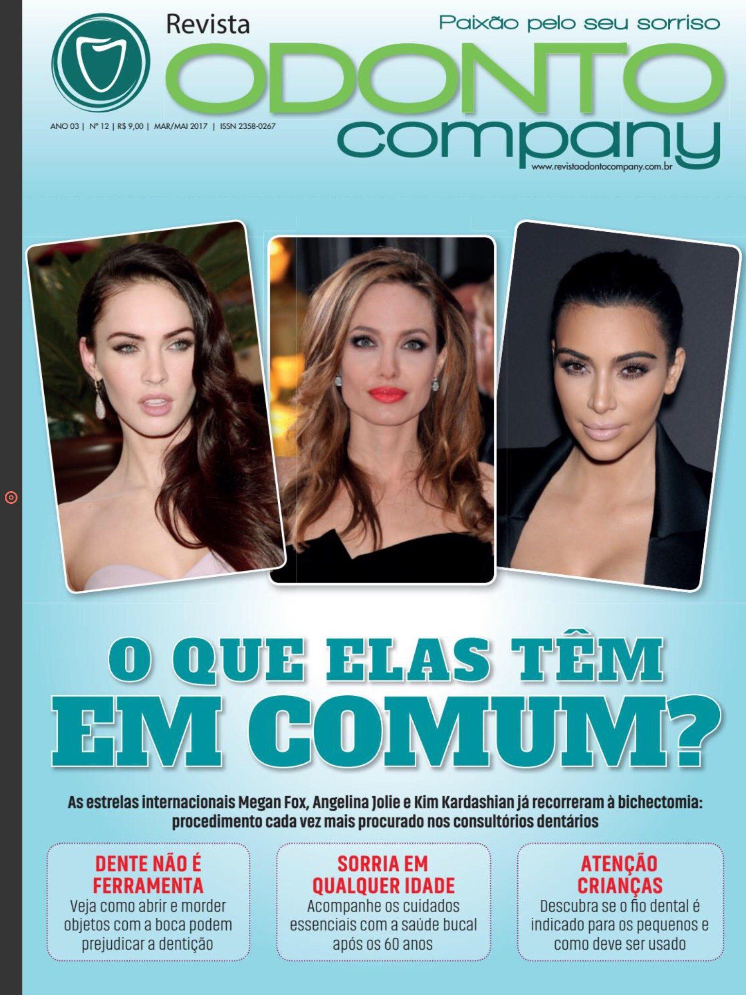 Capa da revista: As celebridades Megan Fox, Angelina Jolie e Kim Kardashian. O texto pergunta: 