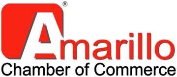 Amarillo Chamber of Commerce logo in red and black text on a white background