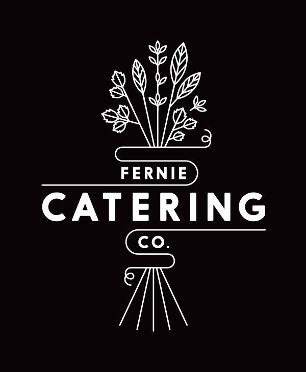 A black and white logo for fernie catering co.
