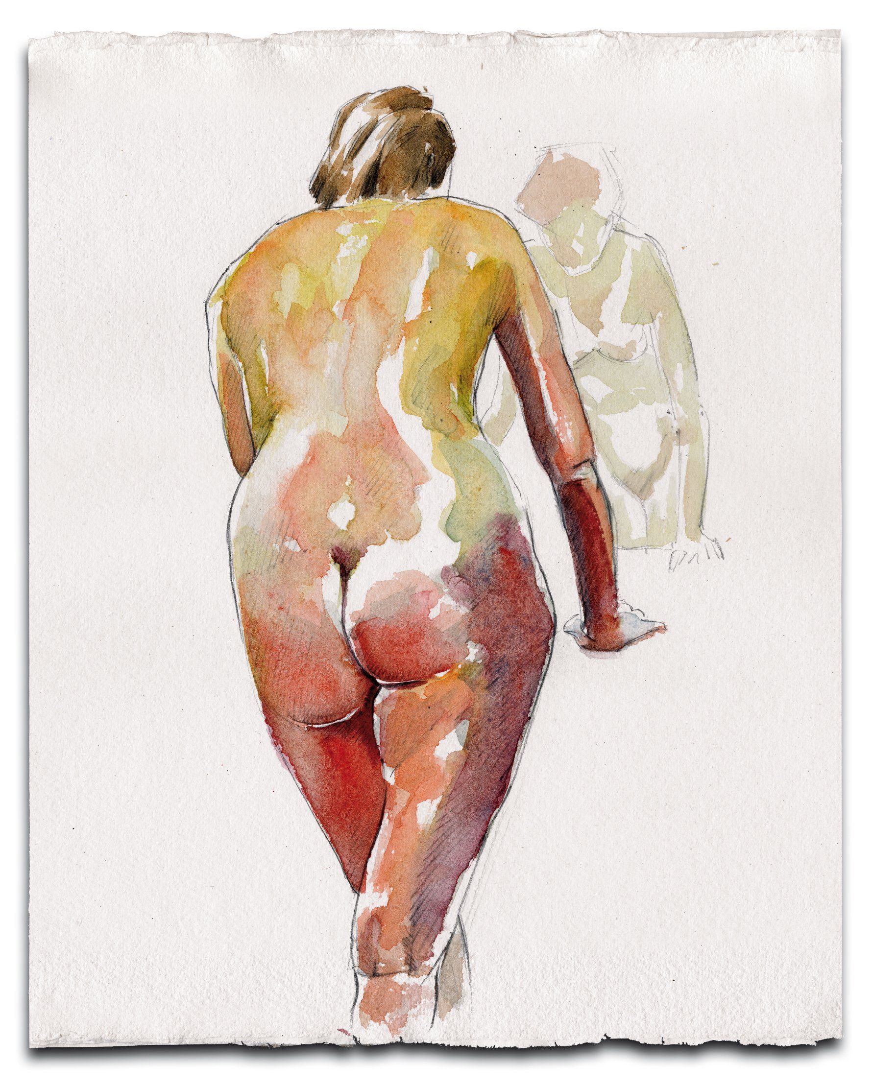 Watercolour female nude