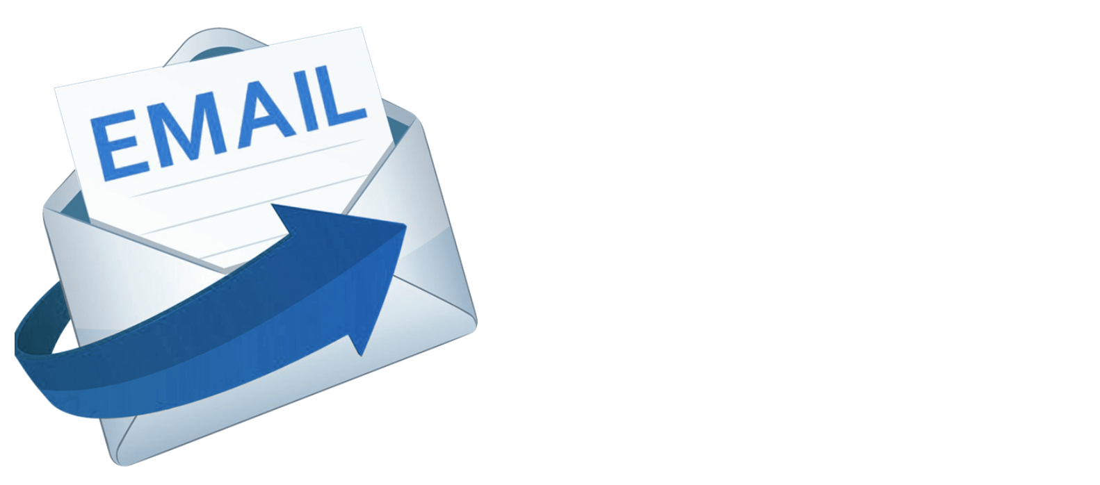 An envelope with an arrow pointing to the word email