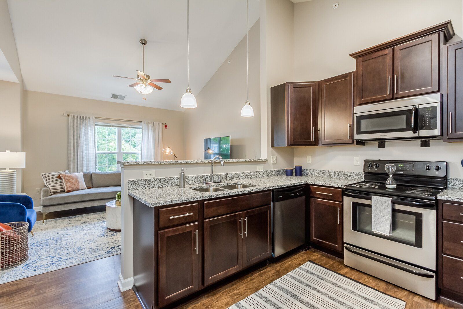 Kitchen with stainless steel appliances