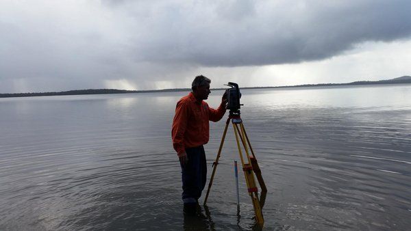 surveying in lake