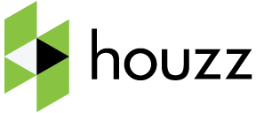 A houzz logo with a green and white triangle on a white background.