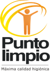 Logo de Punto limpio con figura naranja y círculos amarillos, texto “Máxima calidad higiénica”