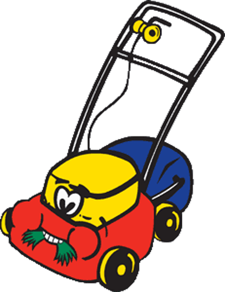 Clay's Clippers red lawnmower logo