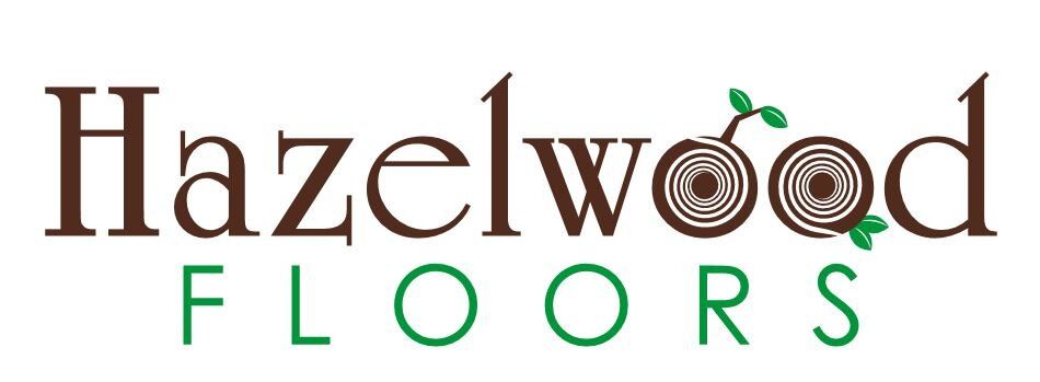 Hazelwood Floors logo with brown and green text and a stylized wood-ring design in the “oo” letters