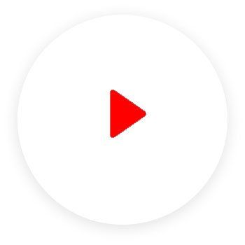 Red play button centered on a white circular background with a soft shadow