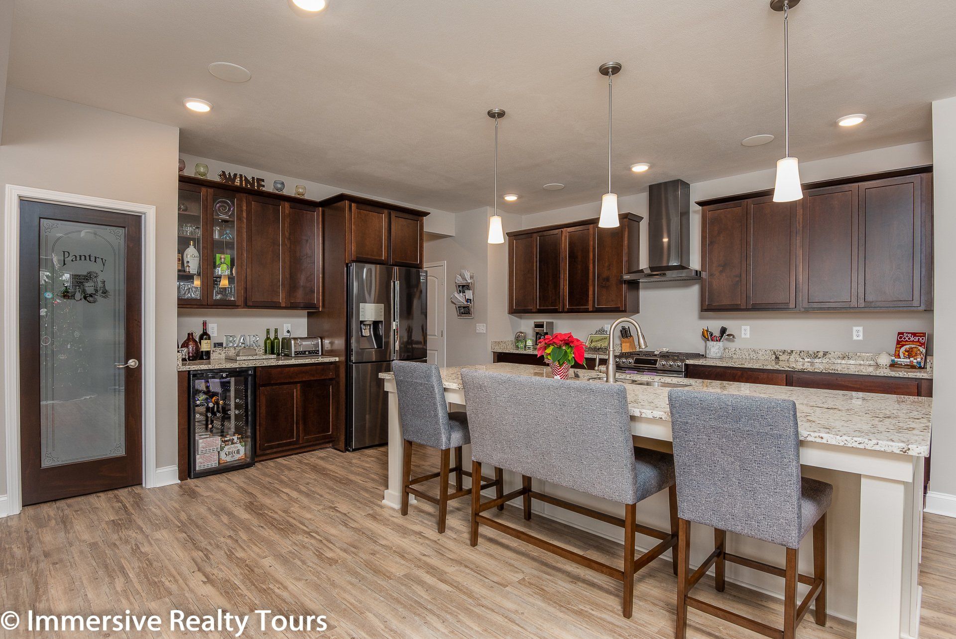 kitchen with island that has seating