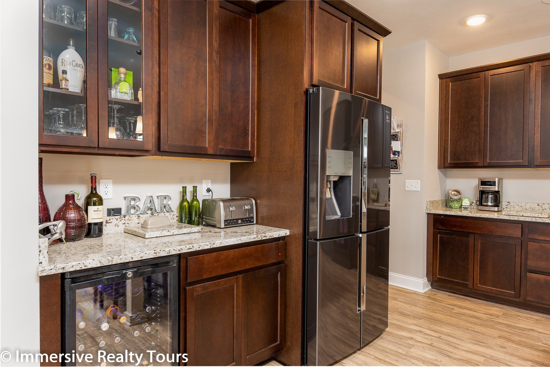 Bar and Wine Fridge in Kitchen
