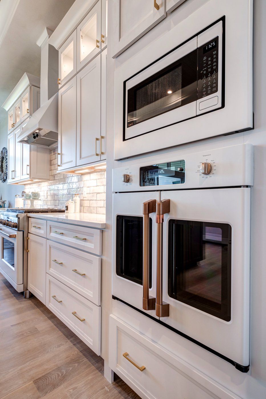 microwave above French door fridge