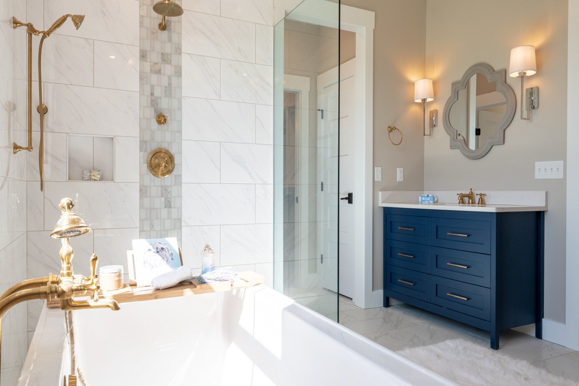 tub, shower, and vanity
