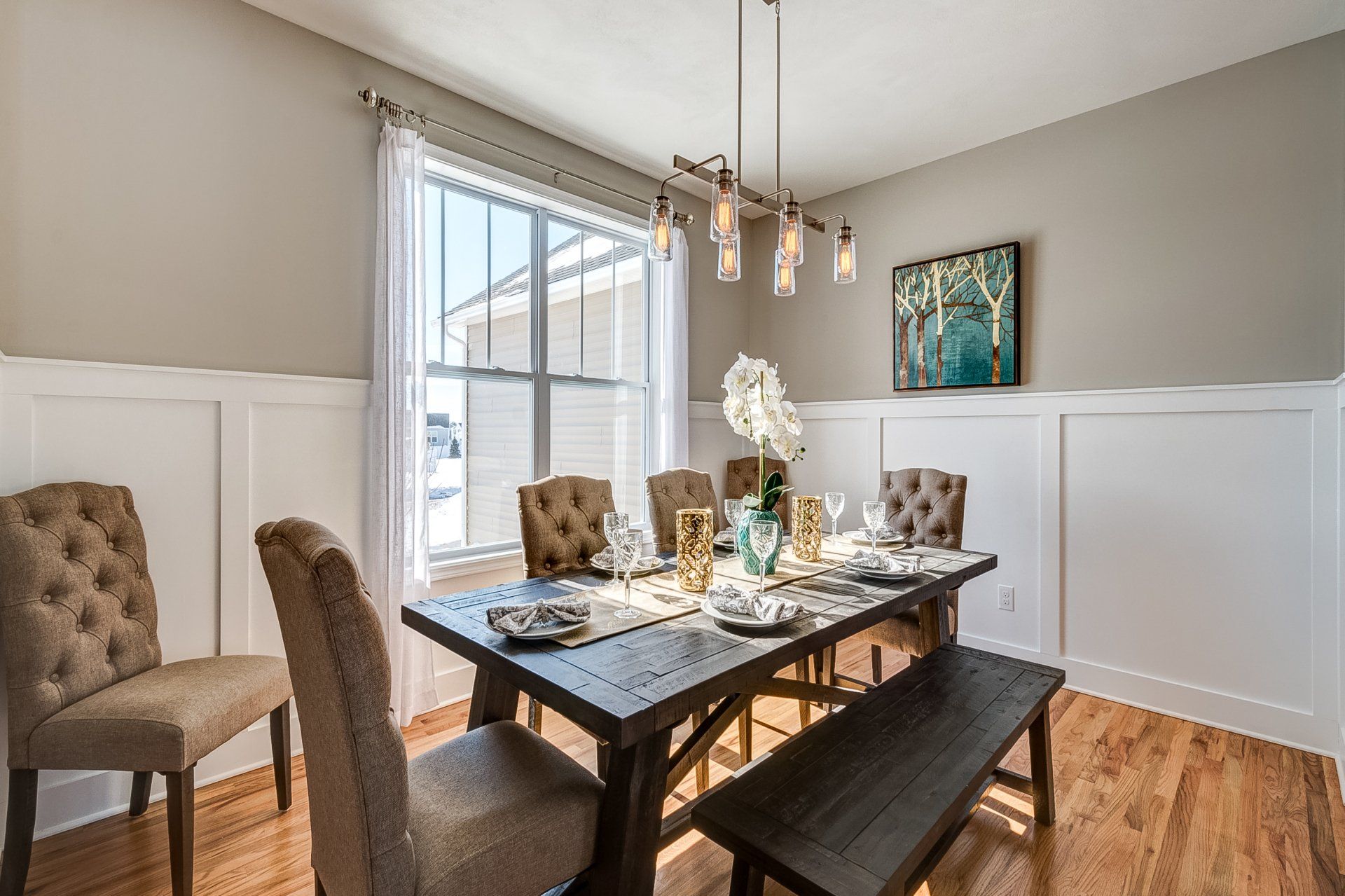 6 person dining room set with bench