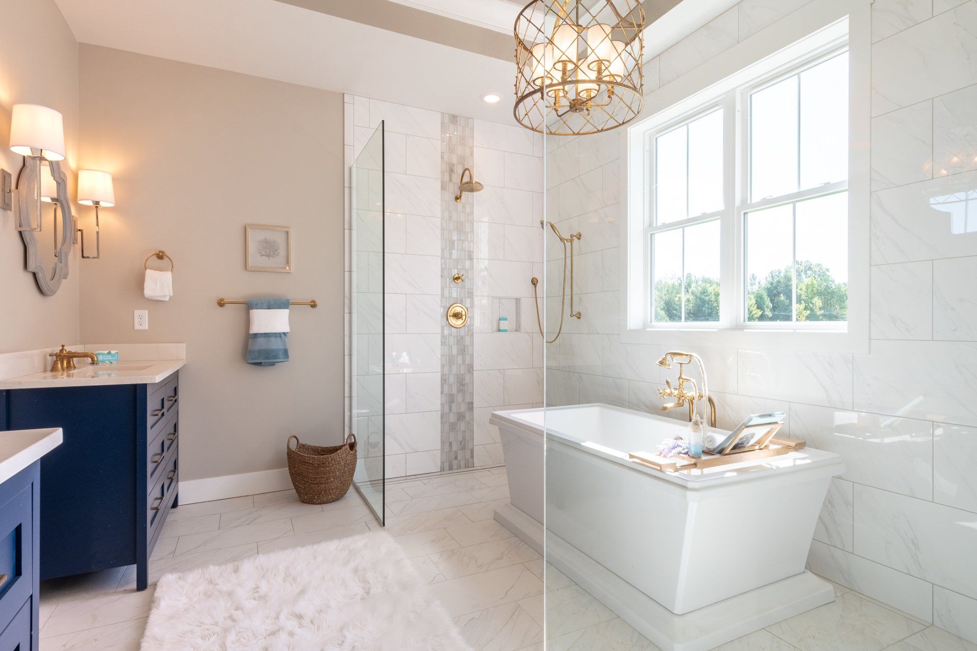 tub and walk-in shower