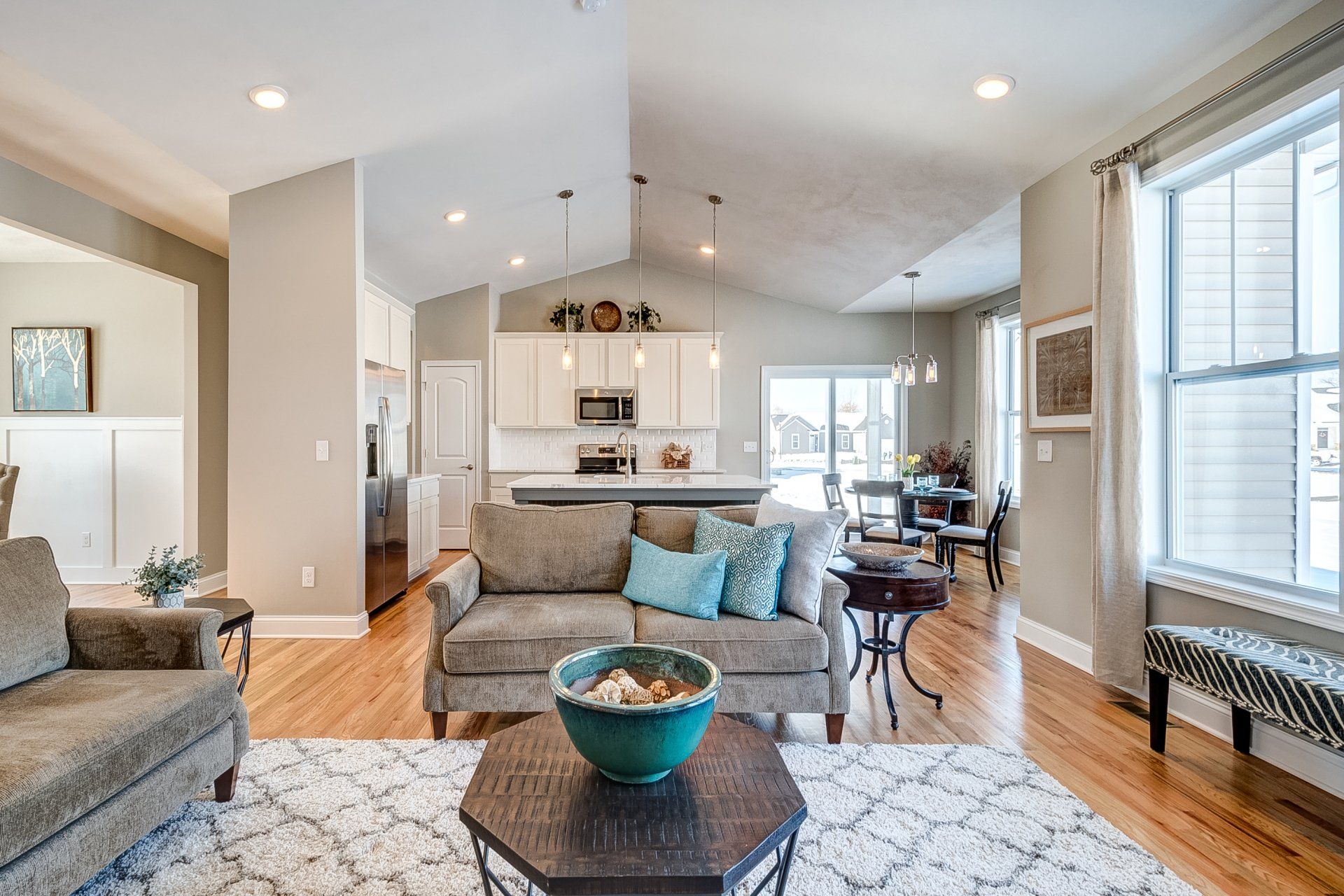 living room and dinette in background