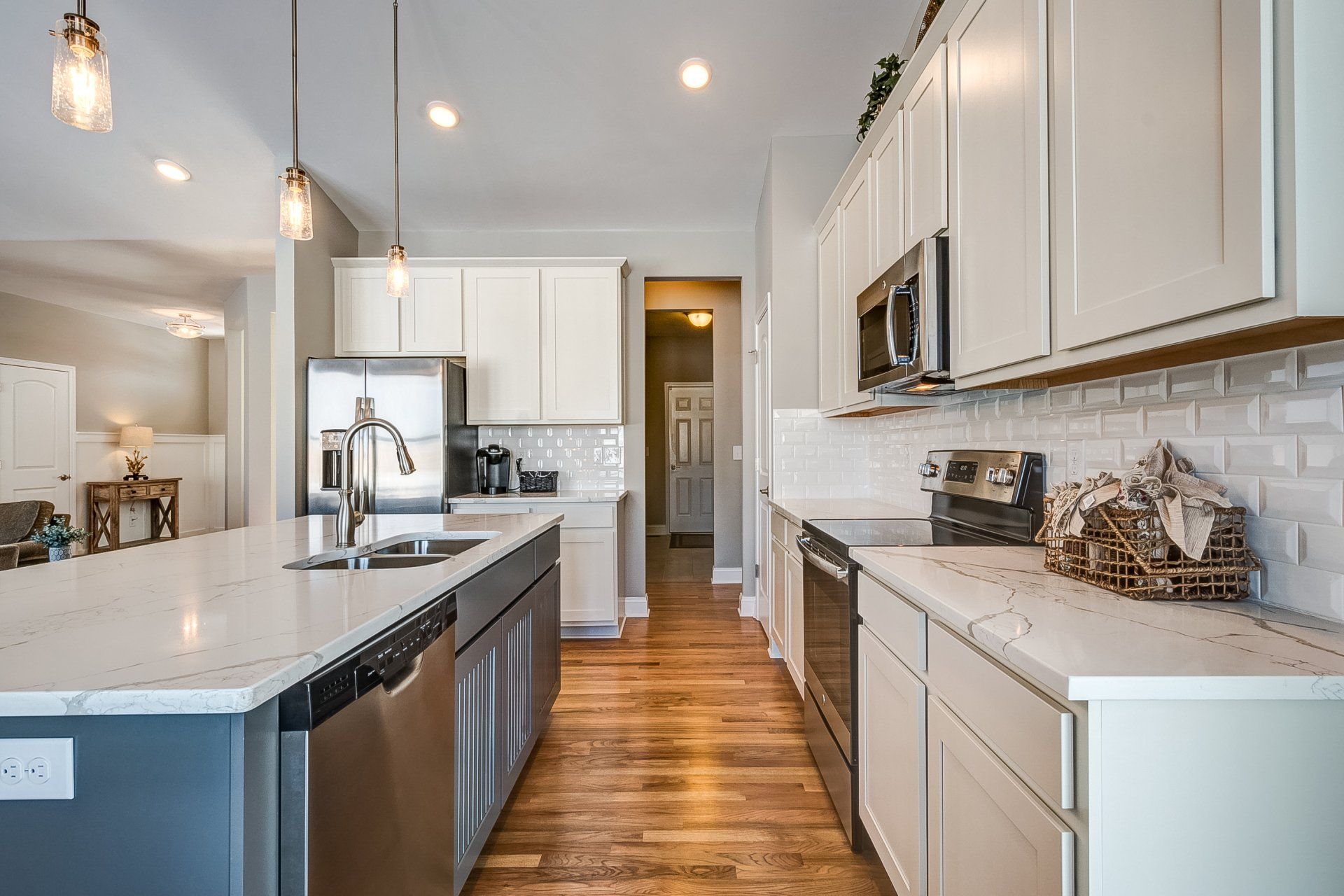 kitchen with stainless steel island