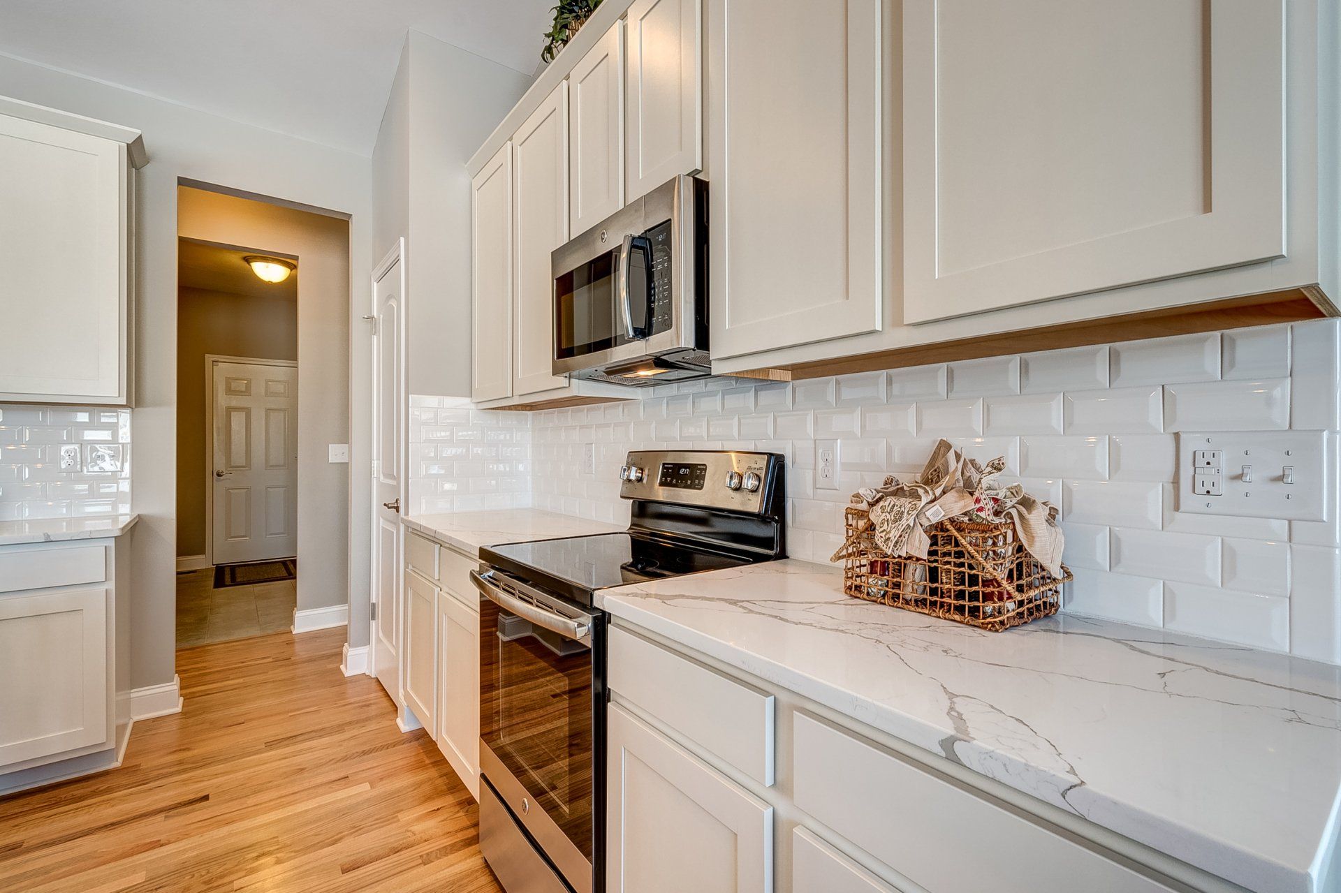cabinets around microwave and range