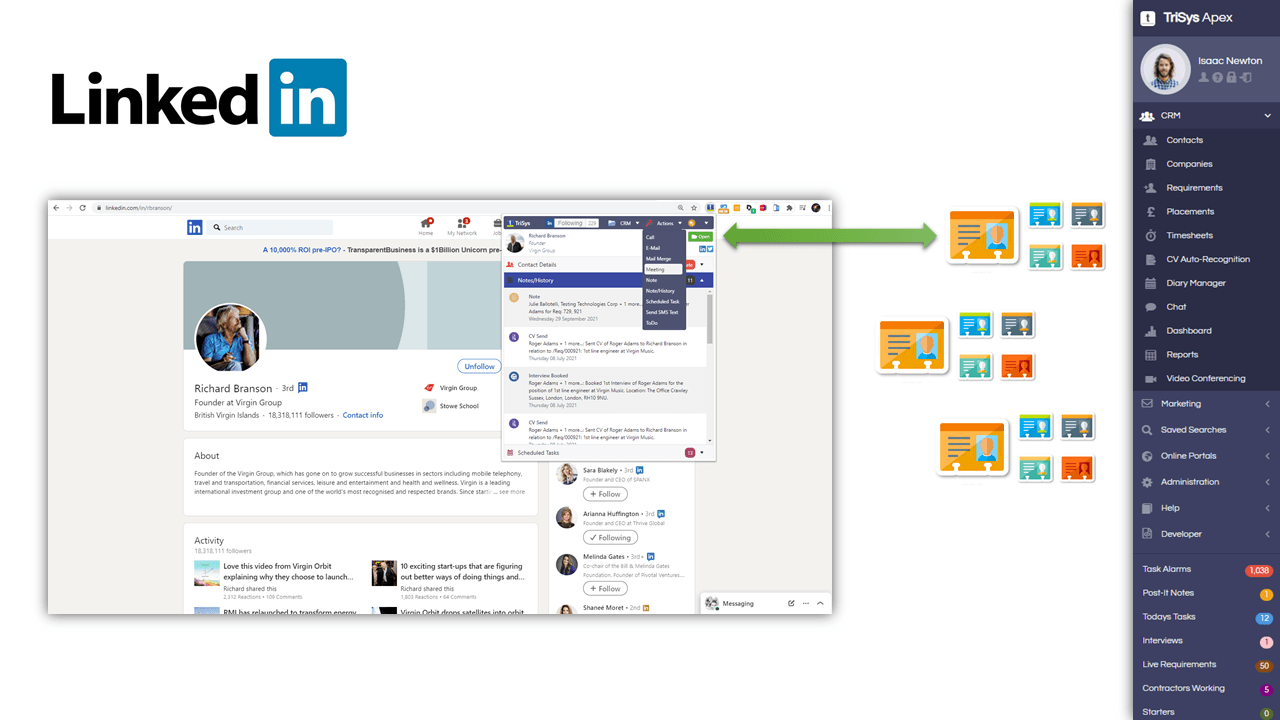 A computer screen with a linkedin logo on it