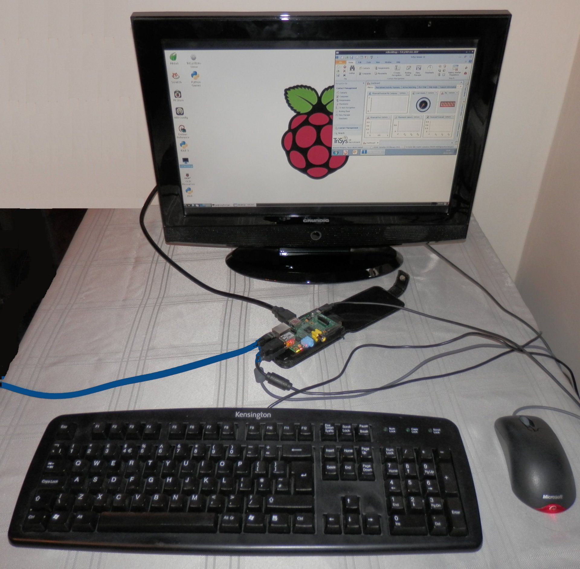 A computer monitor with a raspberry on the screen