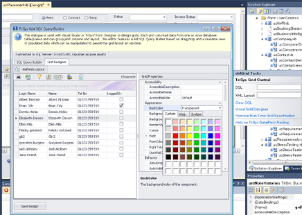 A computer screen shows a grid with many different colors